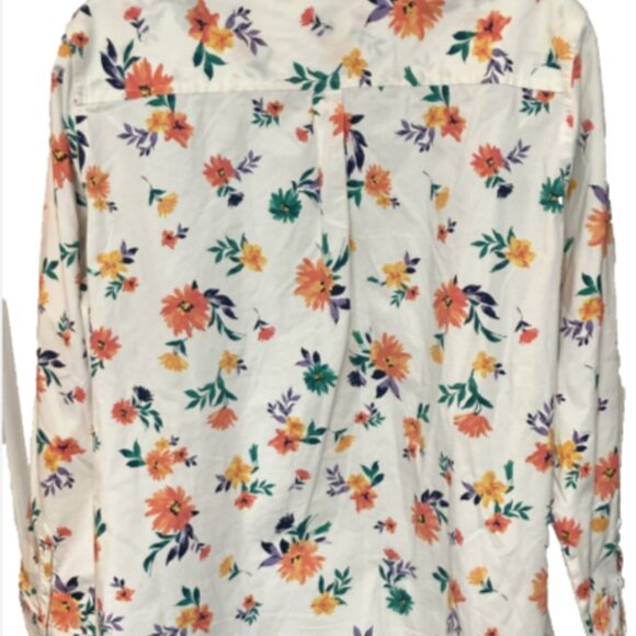 Croft & Barrow PXL Floral Lng Sleeve Multicolr Butn-Down collared Blouse w/pockt - Picture 8 of 13